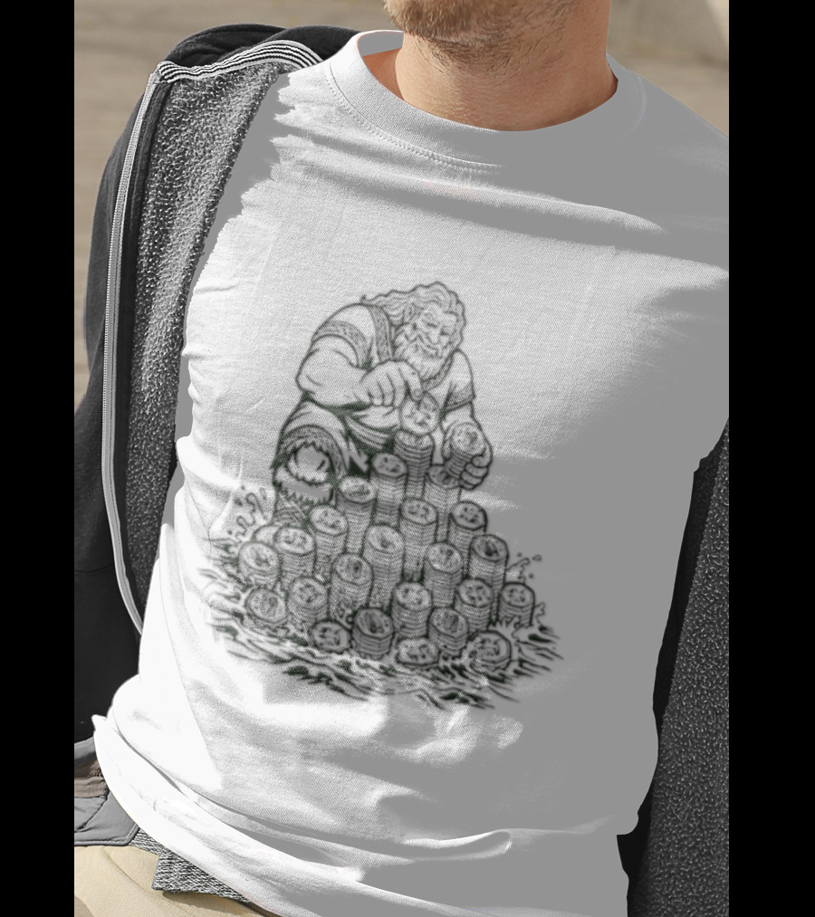 Dagda Irish Mythology Deity With Ireland 50p Coins Currency T-Shirt
