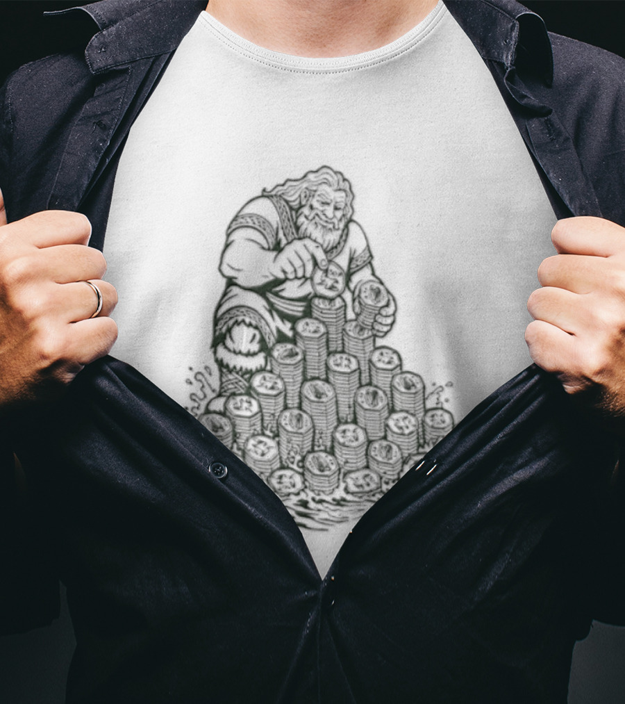 Dagda Irish Mythology Deity With Ireland 50p Coins Currency T-Shirt
