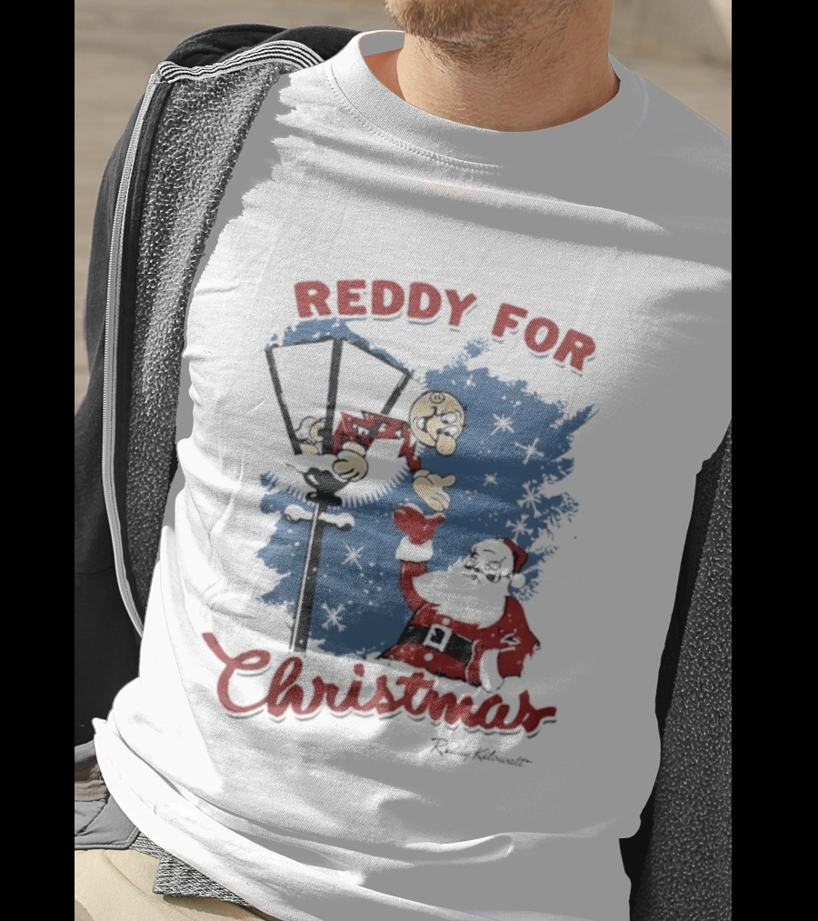 Reddy Kilowatt Reddy For Christmas Holiday Cheer Santa Lamp Post T-Shirt