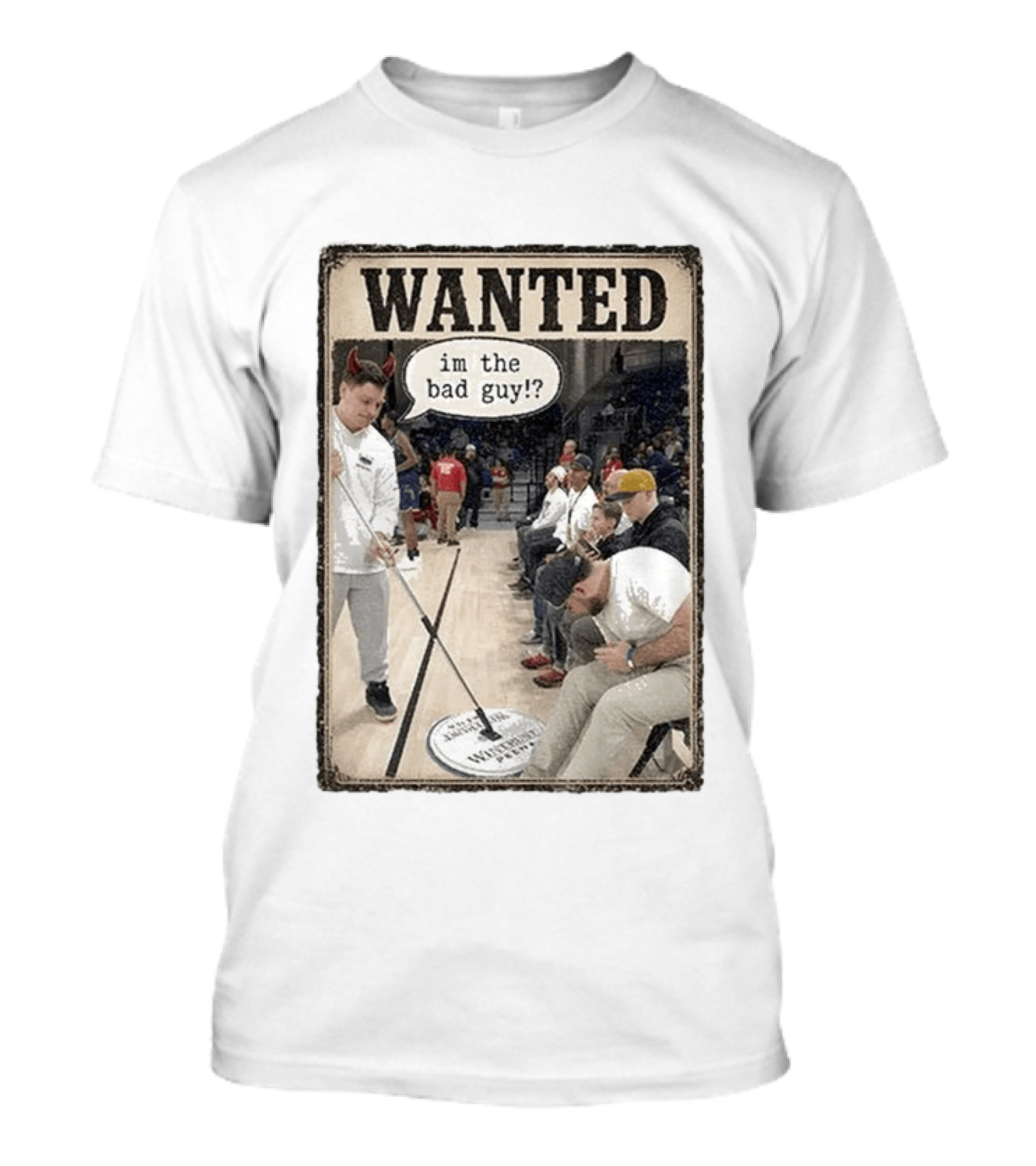 Wanted Im The Bad Guy!? Basketball Court Scene With Devil Horns T-Shirt