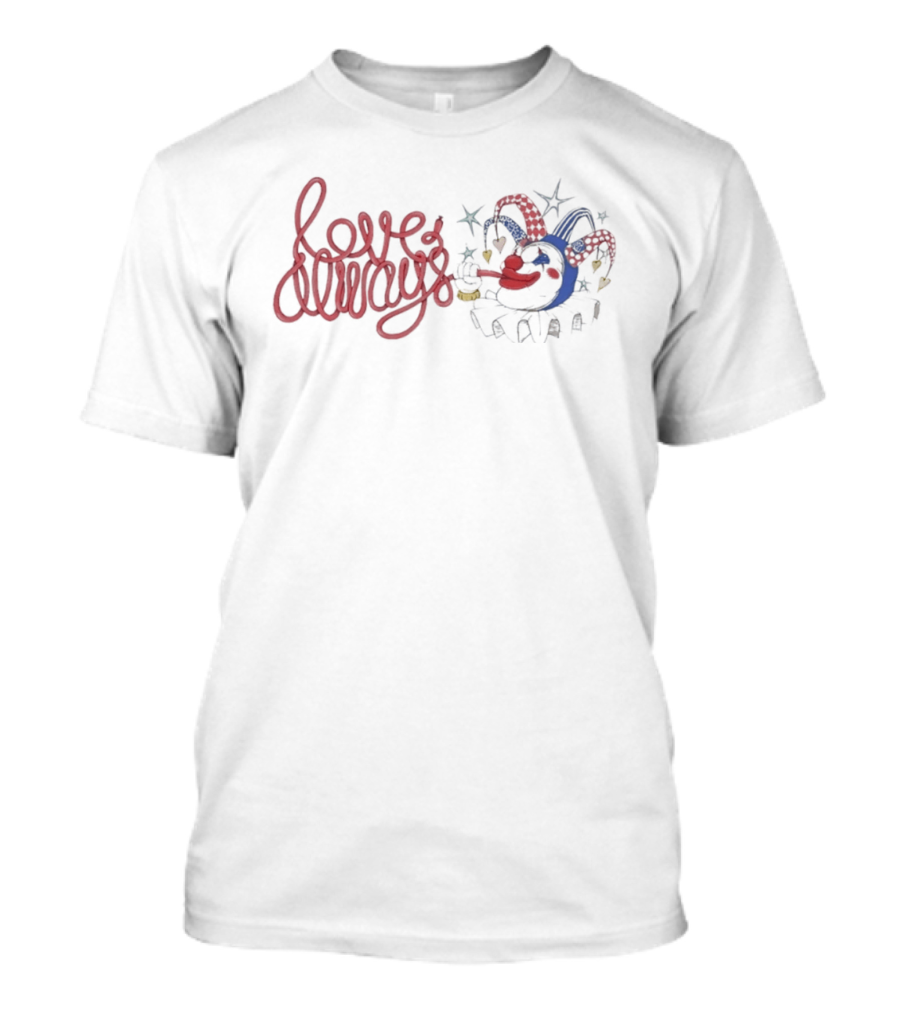 Love Always Jester Clown Circus Star Hearts T-Shirt
