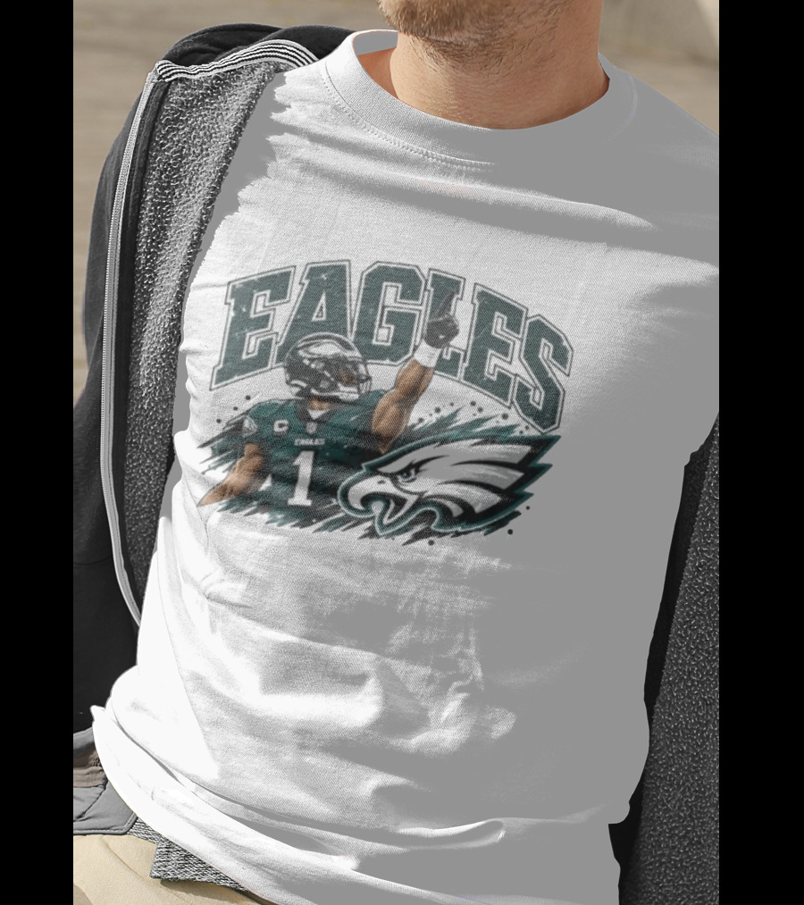 Eagles Quarterback Number One Victory Celebration Football T-Shirt