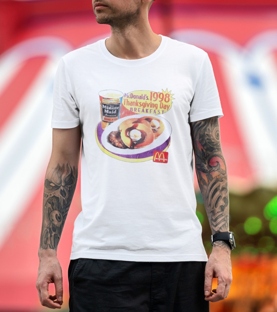Minute Maid Orange Juice McDonald's 1998 Thanksgiving Day Breakfast Burgers T-Shirt