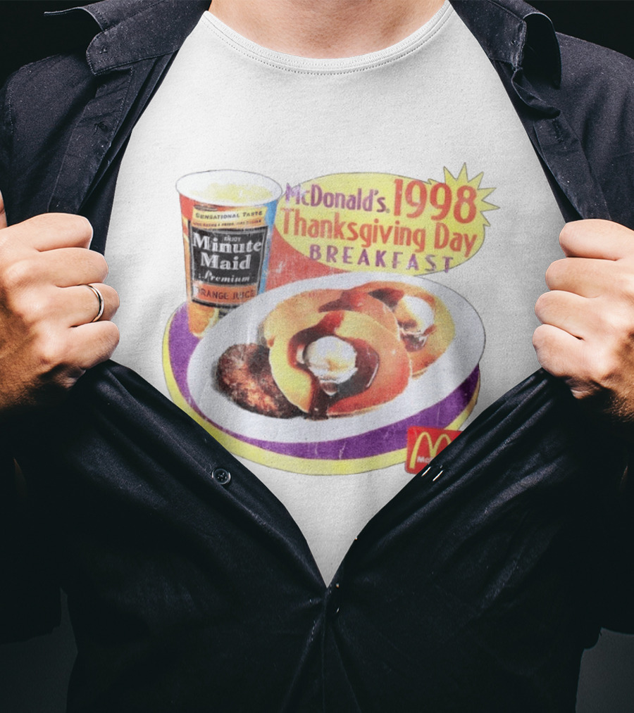 Minute Maid Orange Juice McDonald's 1998 Thanksgiving Day Breakfast Burgers T-Shirt