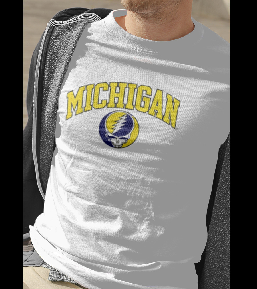 Michigan Wolverines Grateful Dead 2026 Collaboration Lightning Skull T-Shirt