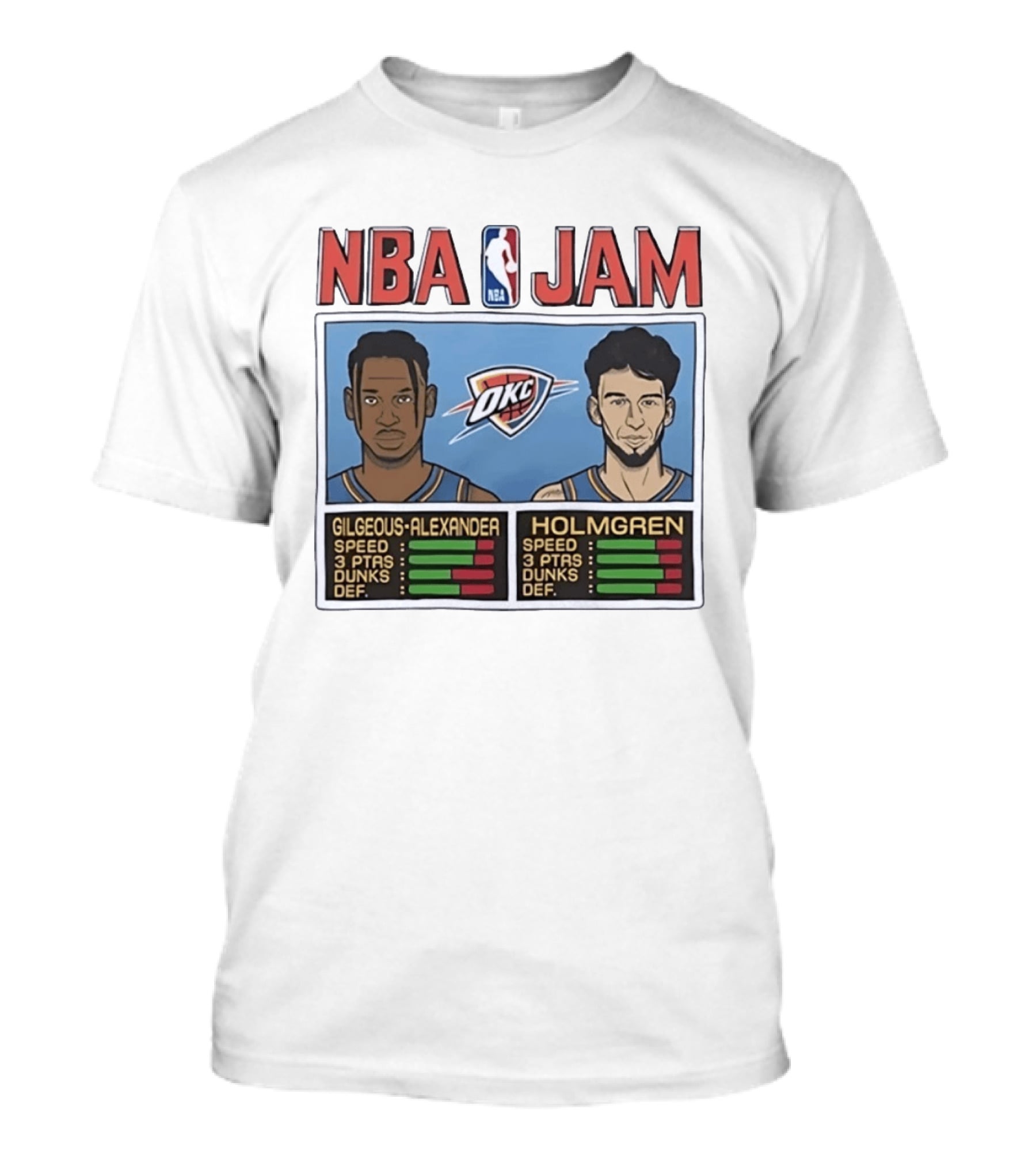 NBA Jam Shai Gilgeous Alexander Chet Holmgren OKC Thunder Stats T-Shirt
