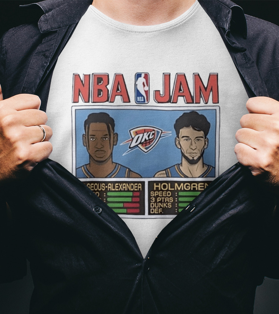 NBA Jam Shai Gilgeous Alexander Chet Holmgren OKC Thunder Stats T-Shirt