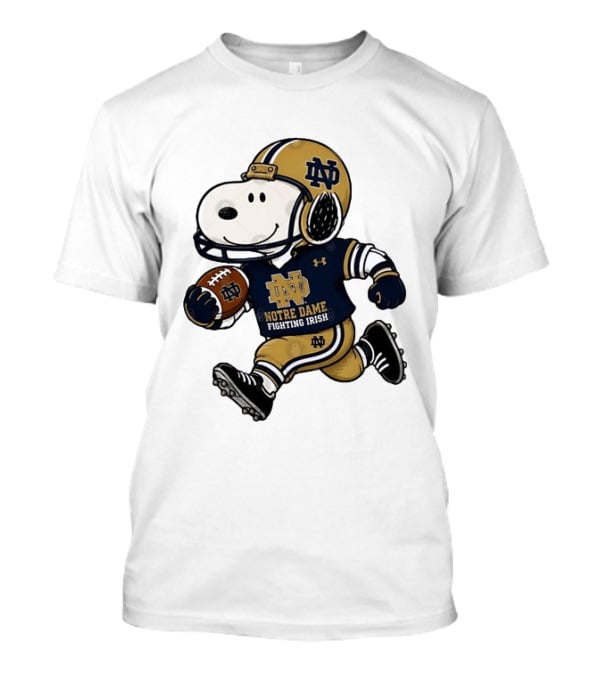 Snoopy Playing Football Notre Dame Fighting Irish ND Team Fan Gear T-Shirt
