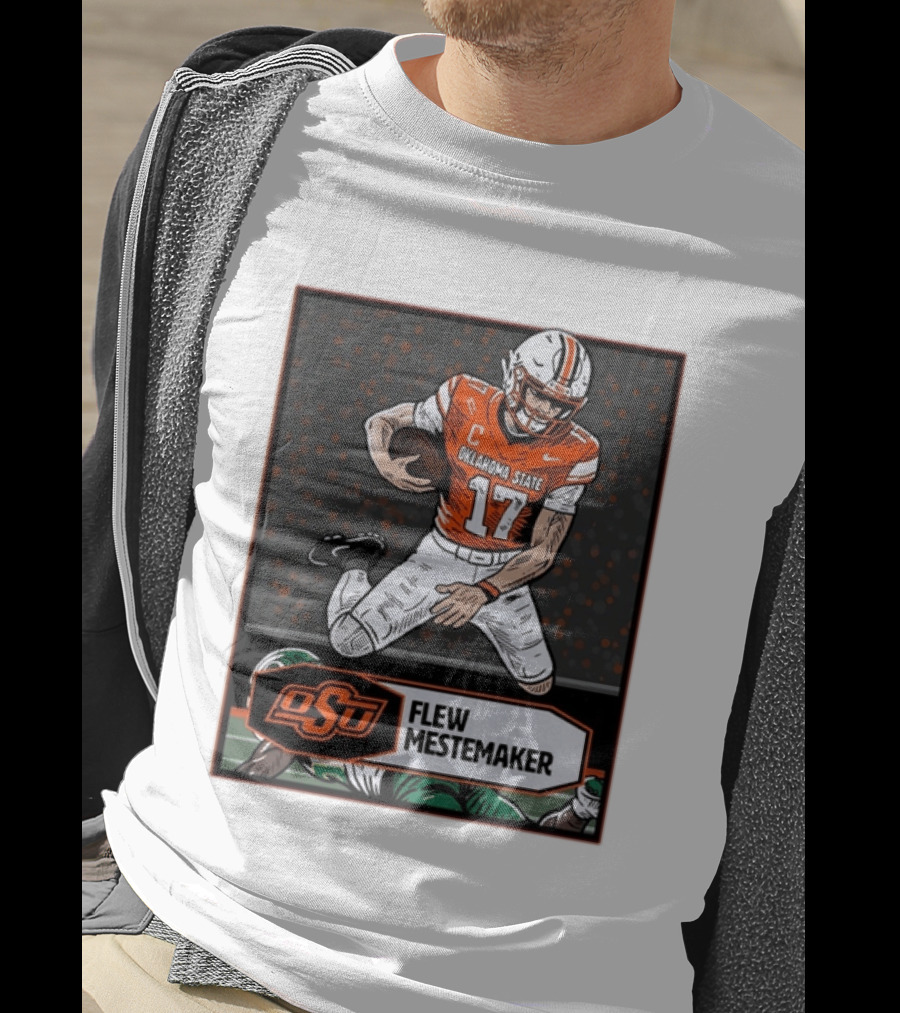 Oklahoma State Cowboys Flew Mestemaker 17 College Football Player Card T-Shirt