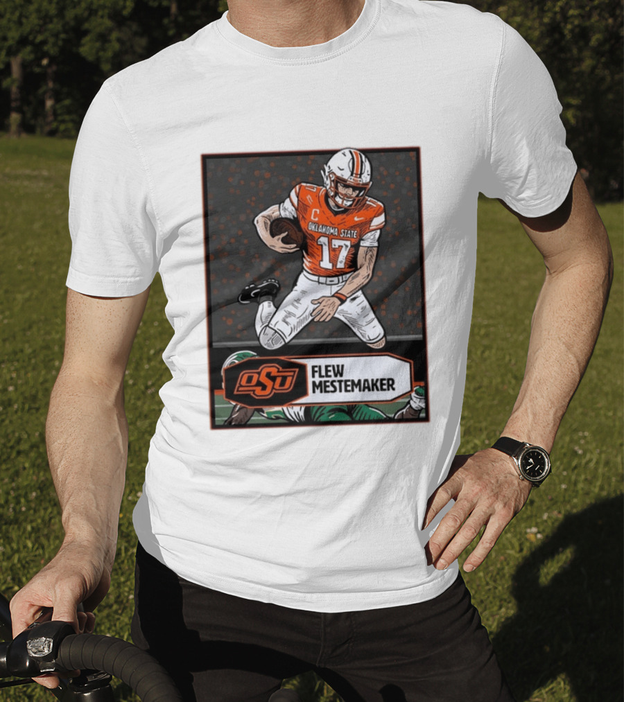 Oklahoma State Cowboys Flew Mestemaker 17 College Football Player Card T-Shirt