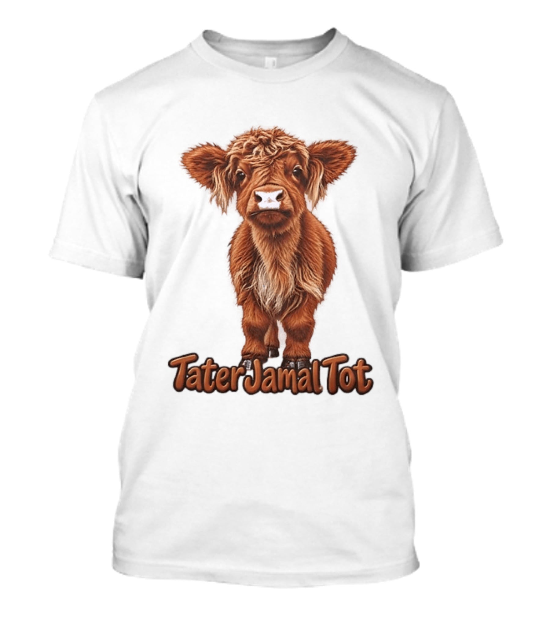 TaterJamal Tot Highland Cow Farm Animal Cute Brown Calf T-Shirt