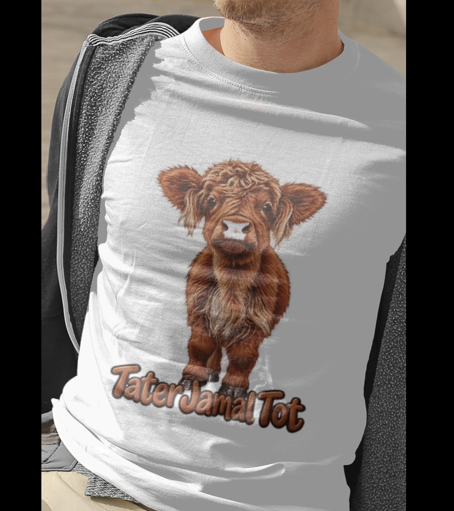 TaterJamal Tot Highland Cow Farm Animal Cute Brown Calf T-Shirt