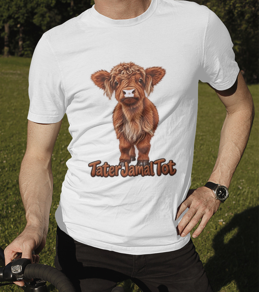 TaterJamal Tot Highland Cow Farm Animal Cute Brown Calf T-Shirt