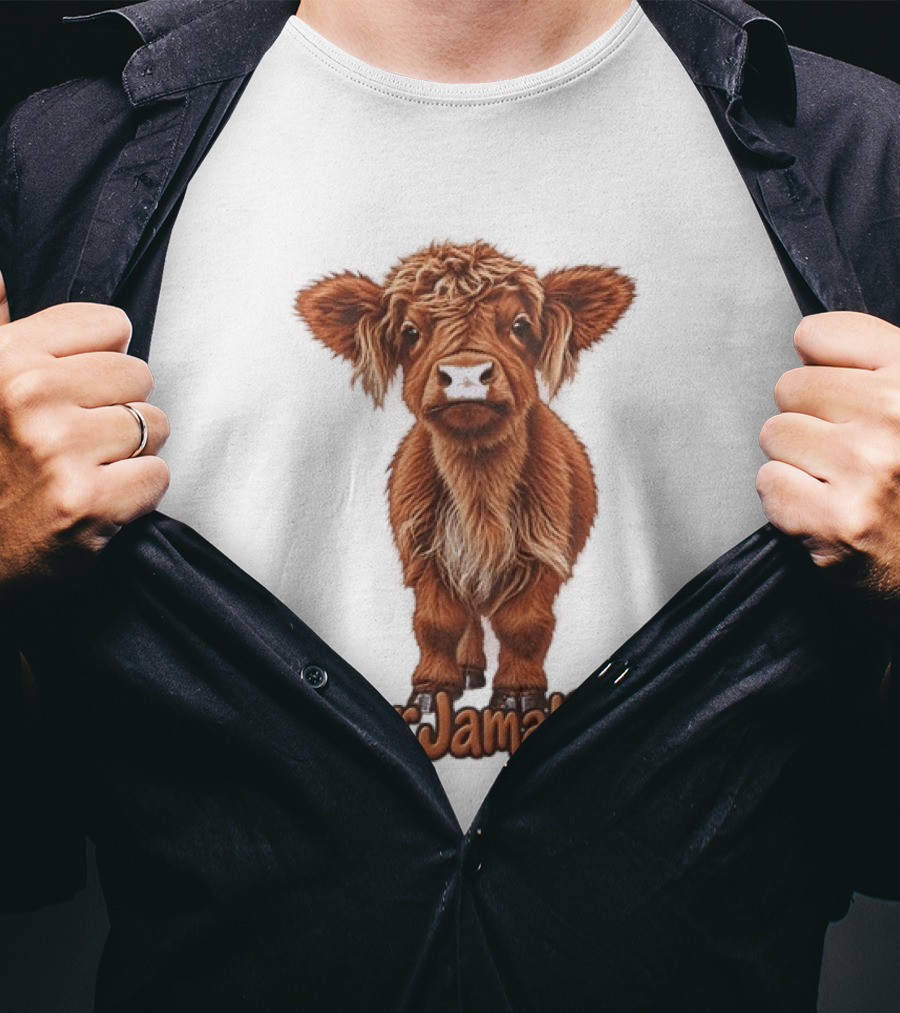 TaterJamal Tot Highland Cow Farm Animal Cute Brown Calf T-Shirt