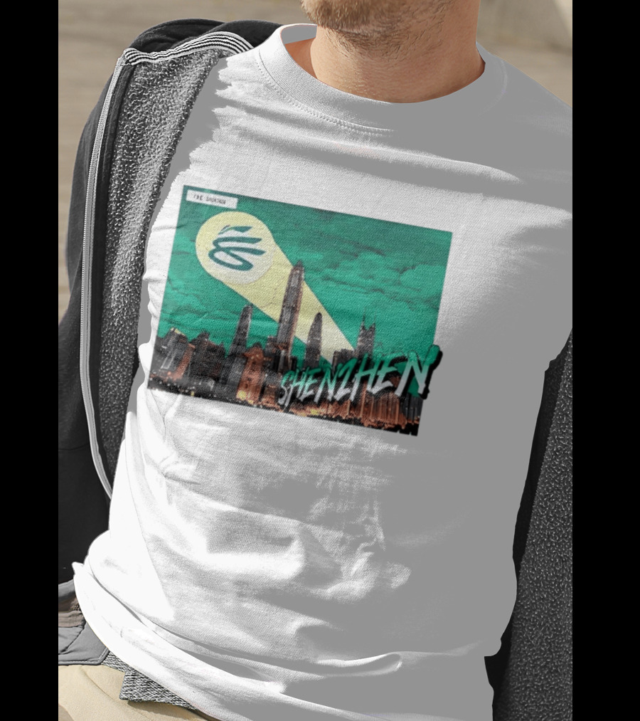Shenzhen City Skyline With Illuminated Beacon And Clouds T-Shirt