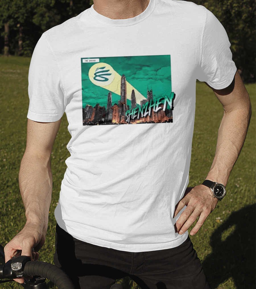 Shenzhen City Skyline With Illuminated Beacon And Clouds T-Shirt