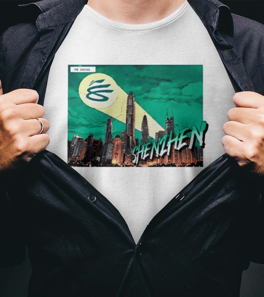 Shenzhen City Skyline With Illuminated Beacon And Clouds T-Shirt