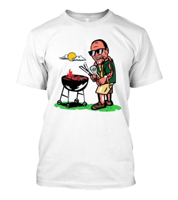 Tony Soprano Grilling Sausages Cartoon Funny BBQ Scene T-Shirt