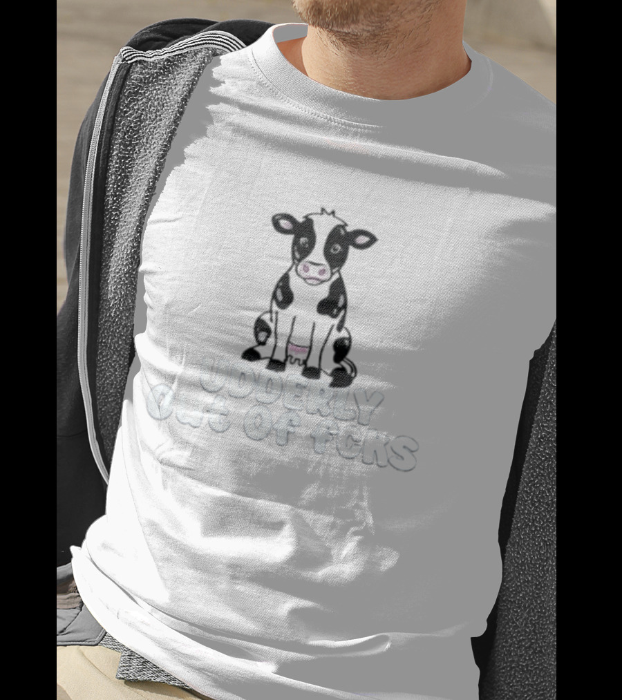 Udderly Out Of Fcks Cow Sarcastic Farm Animal Humor T-Shirt