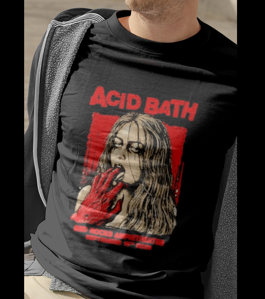 Acid Bath Red Rocks Amphitheatre September 15th 2026 Graphic With Distressed Woman And Hand T-Shirt