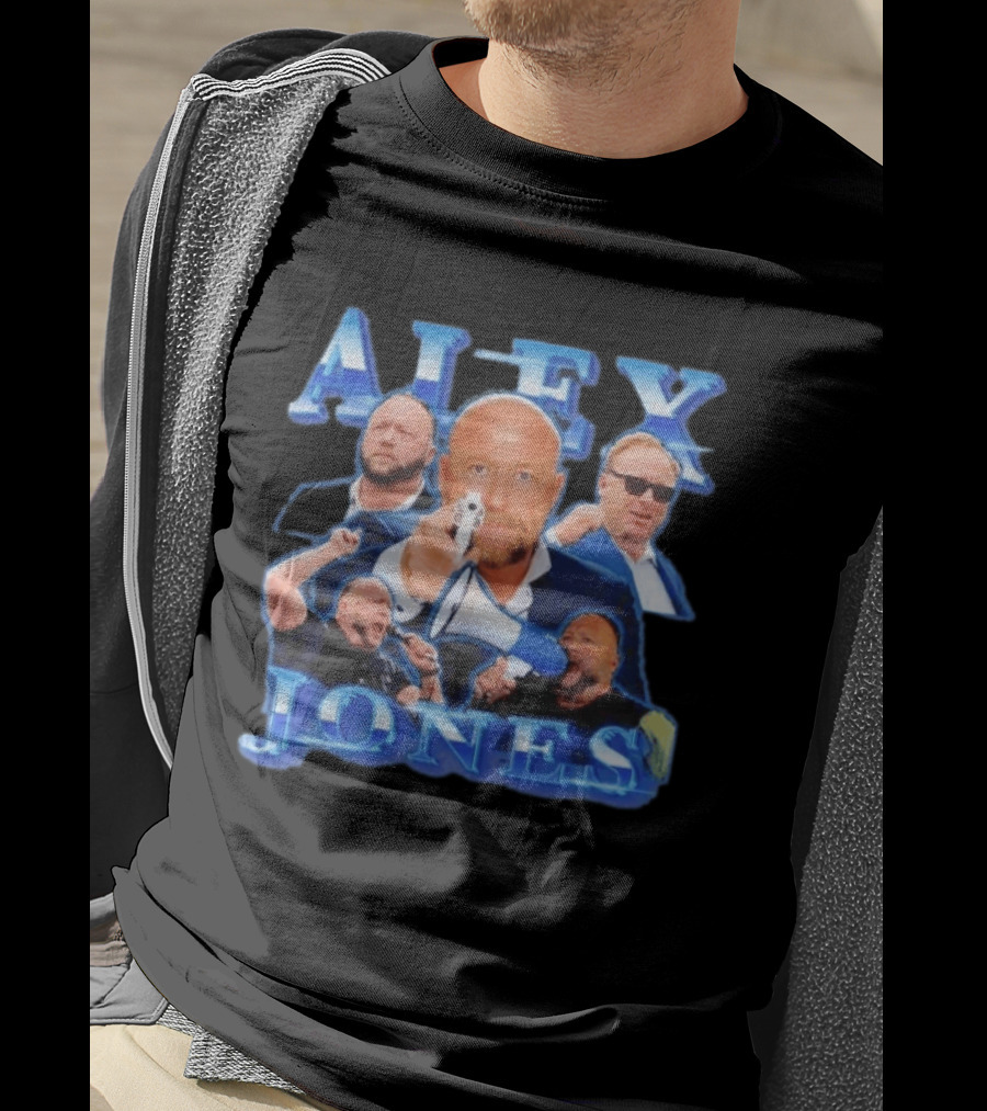 Alex Jones Collage InfoWars Media Personality Megaphone Images T-Shirt