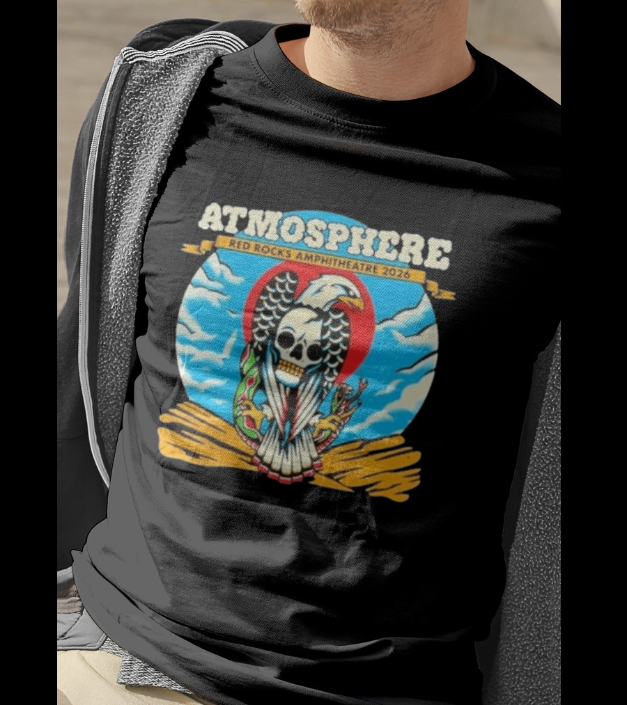 Atmosphere Red Rocks Amphitheatre 2026 Eagle Skull Clouds T-Shirt