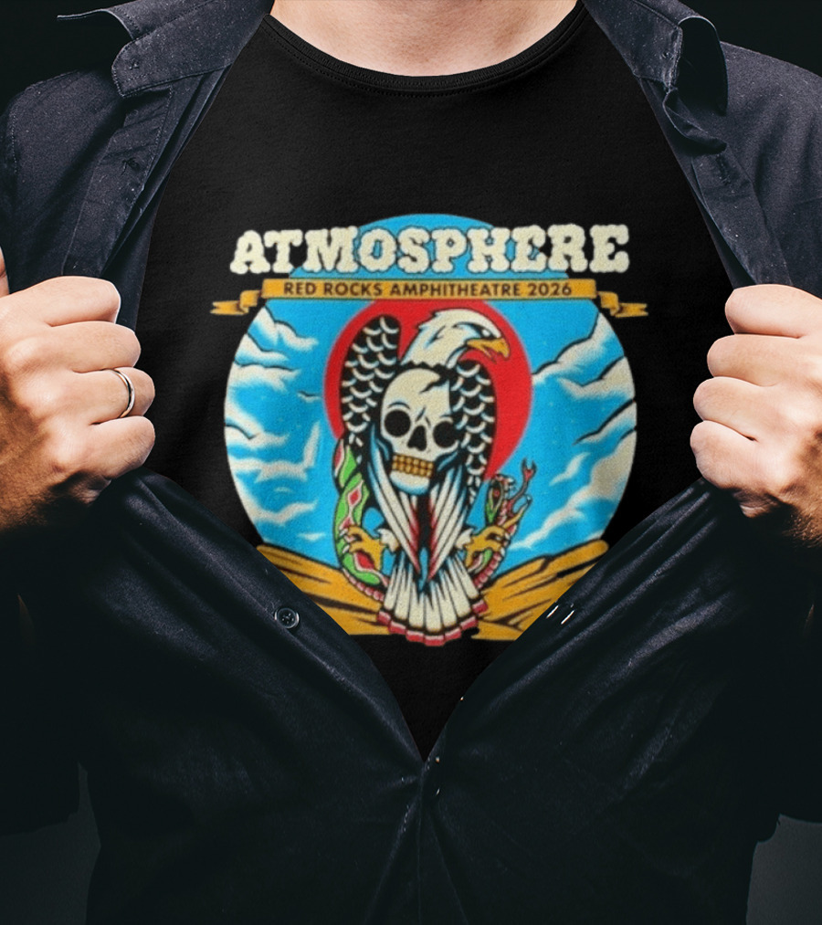 Atmosphere Red Rocks Amphitheatre 2026 Eagle Skull Clouds T-Shirt