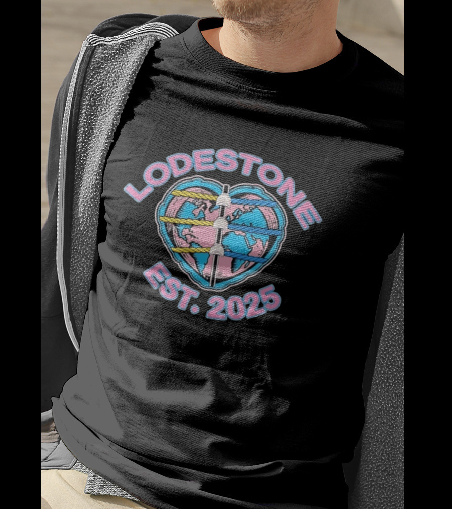 Lodestone Est 2025 Heart Globe World Map With Colorful Rope T-Shirt