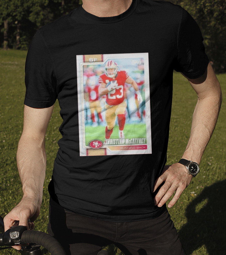 Christian McCaffrey SF 49ers Running Back No 23 NFL Player Card T-Shirt