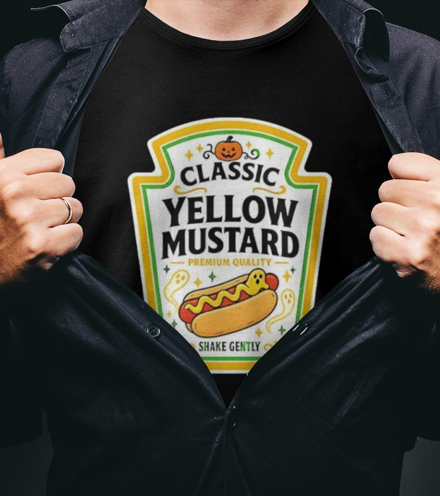 Classic Yellow Mustard Premium Quality Halloween Hot Dog Shake Gently T-Shirt