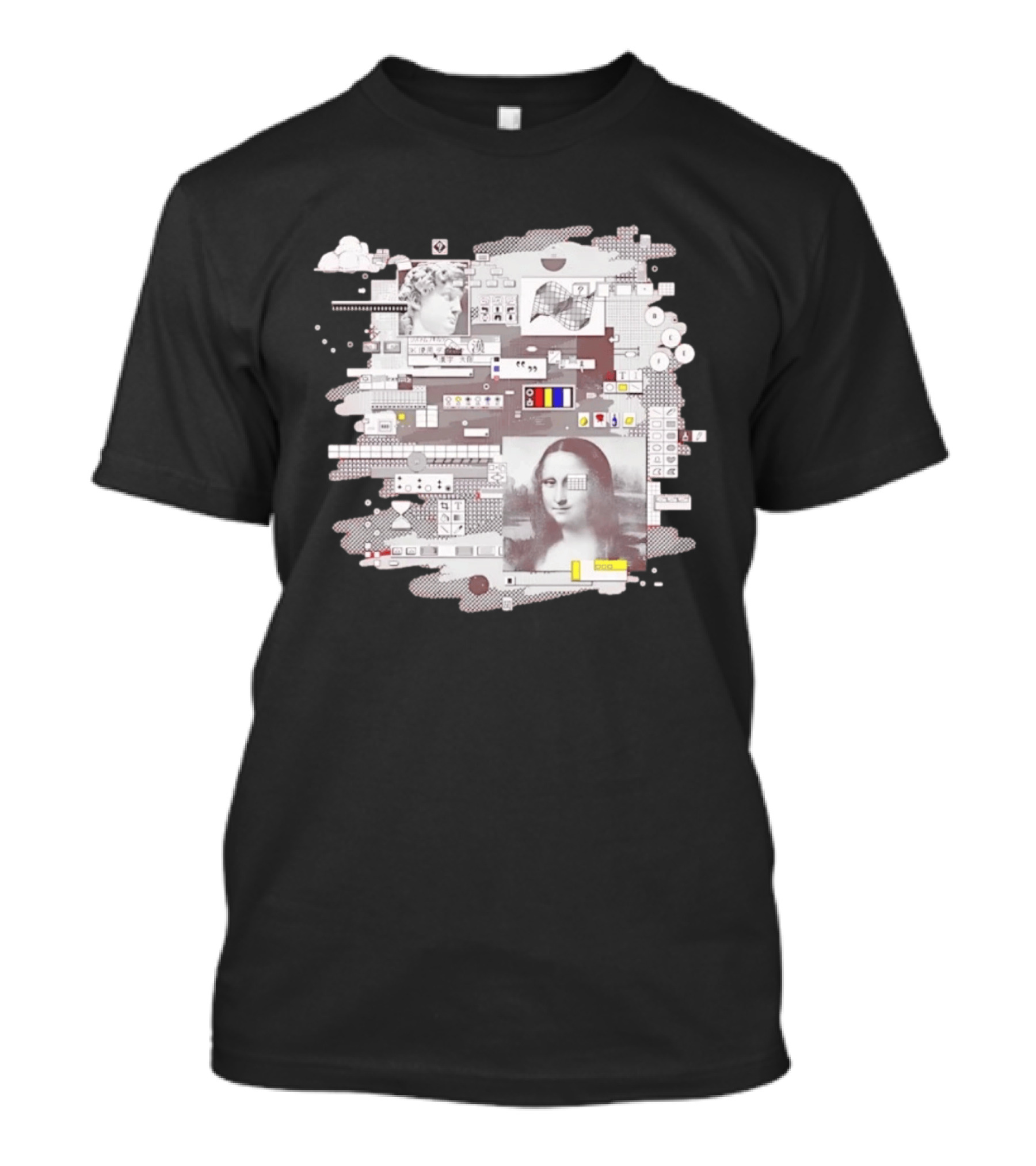 Mona Lisa Michelangelo David Digital Collage T-Shirt