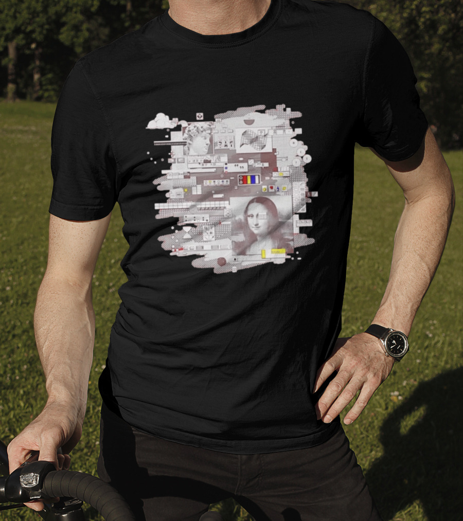 Mona Lisa Michelangelo David Digital Collage T-Shirt