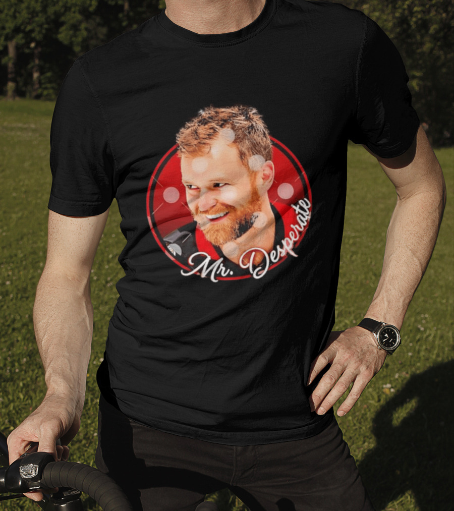 Mr Desperate Expression Hockey Player Red Circle T-Shirt
