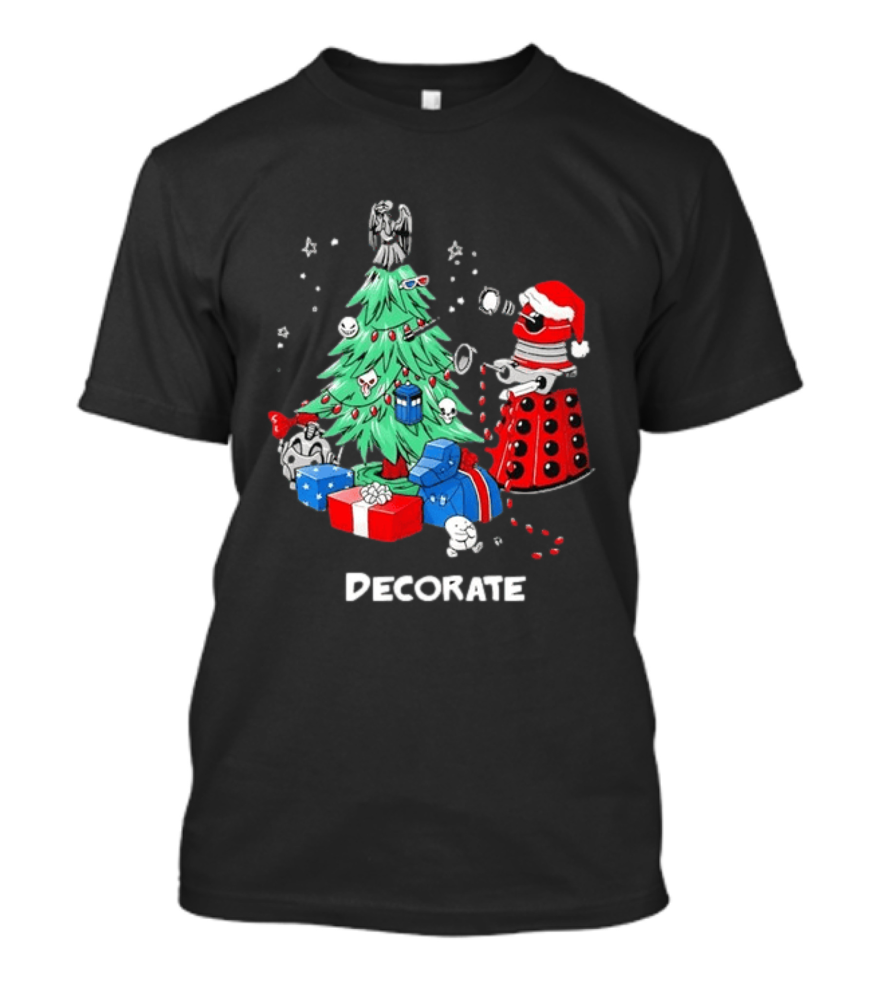 Doctor Who Dalek Christmas Tree Decorate Scene T-Shirt