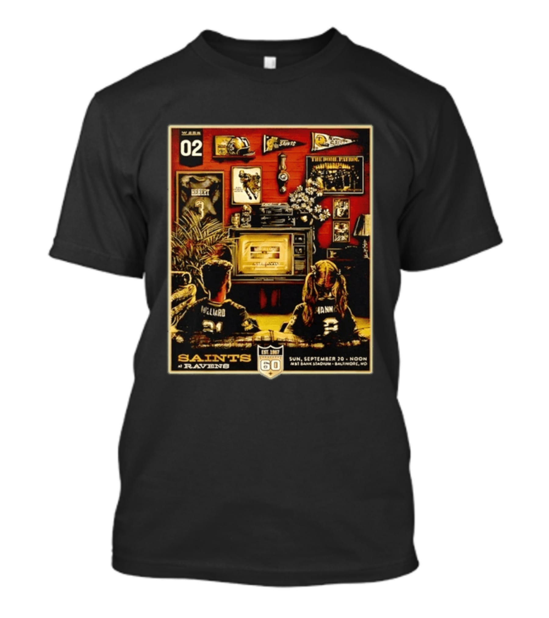 Saints Vs Ravens Week 2 Game Day Sunday September 20 M&T Bank Stadium T-Shirt