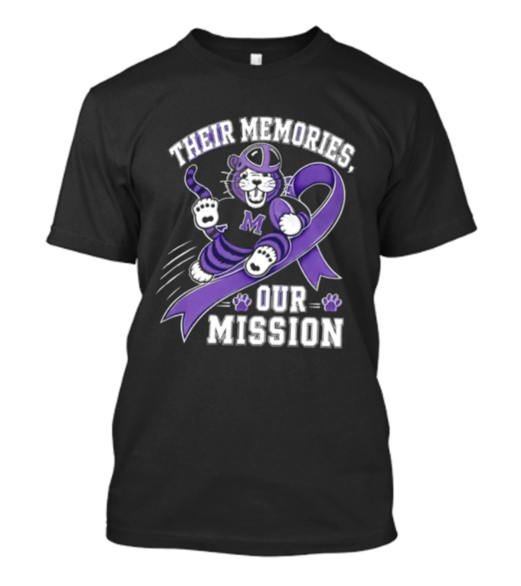 Their Memories Our Mission Purple Football Helmet Ribbon M Tiger Paw T-Shirt
