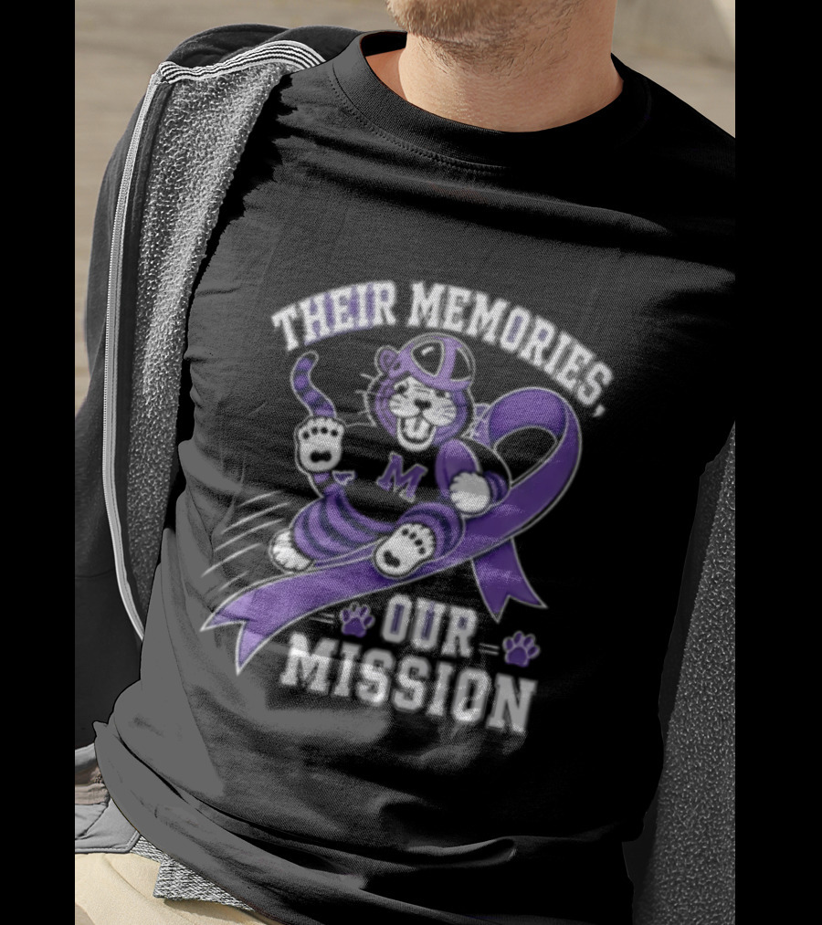 Their Memories Our Mission Purple Football Helmet Ribbon M Tiger Paw T-Shirt