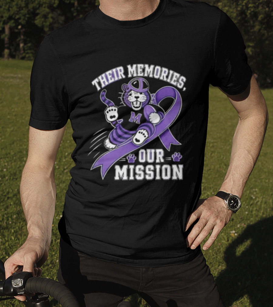 Their Memories Our Mission Purple Football Helmet Ribbon M Tiger Paw T-Shirt