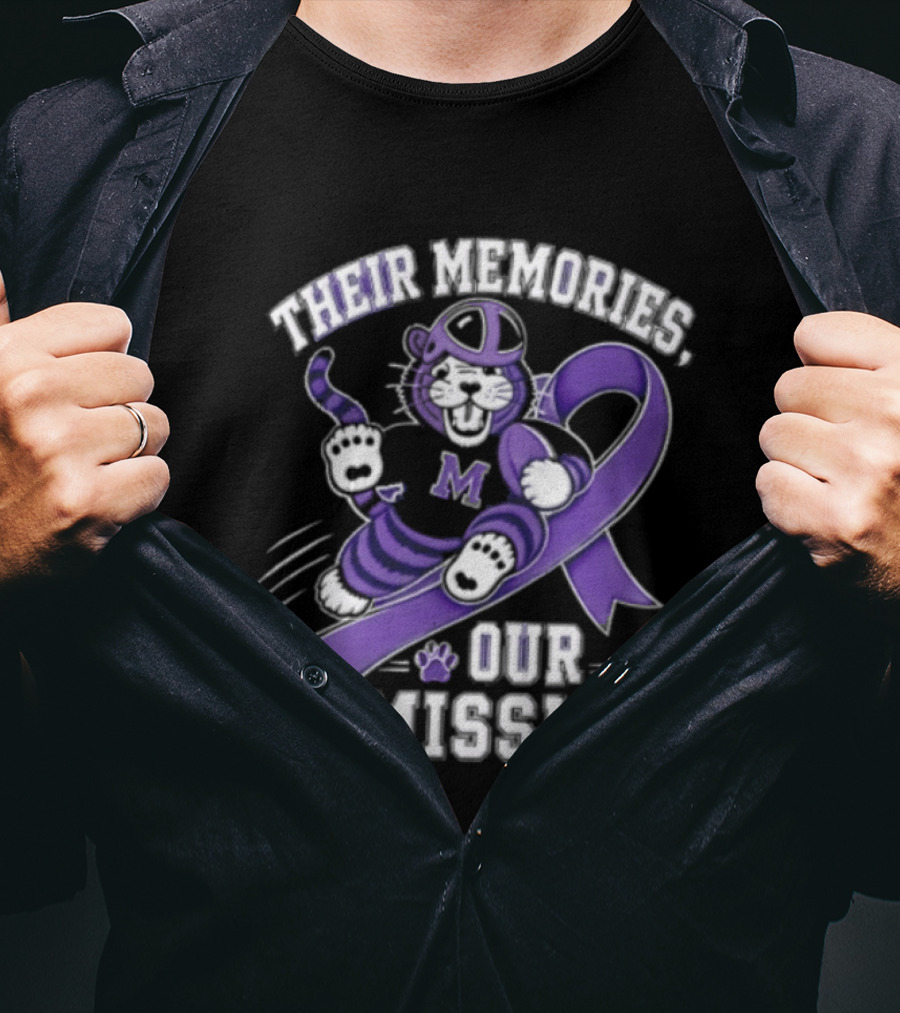 Their Memories Our Mission Purple Football Helmet Ribbon M Tiger Paw T-Shirt