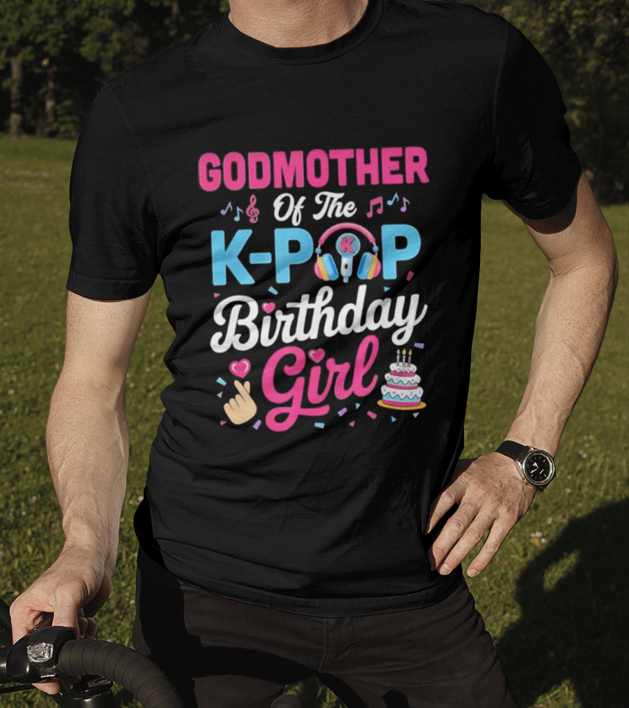 Godmother Of The K Pop Birthday Girl Music Headphones Cake T-Shirt