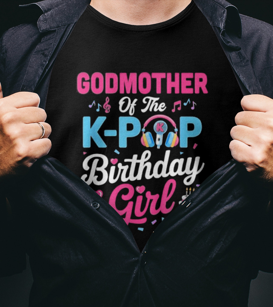 Godmother Of The K Pop Birthday Girl Music Headphones Cake T-Shirt