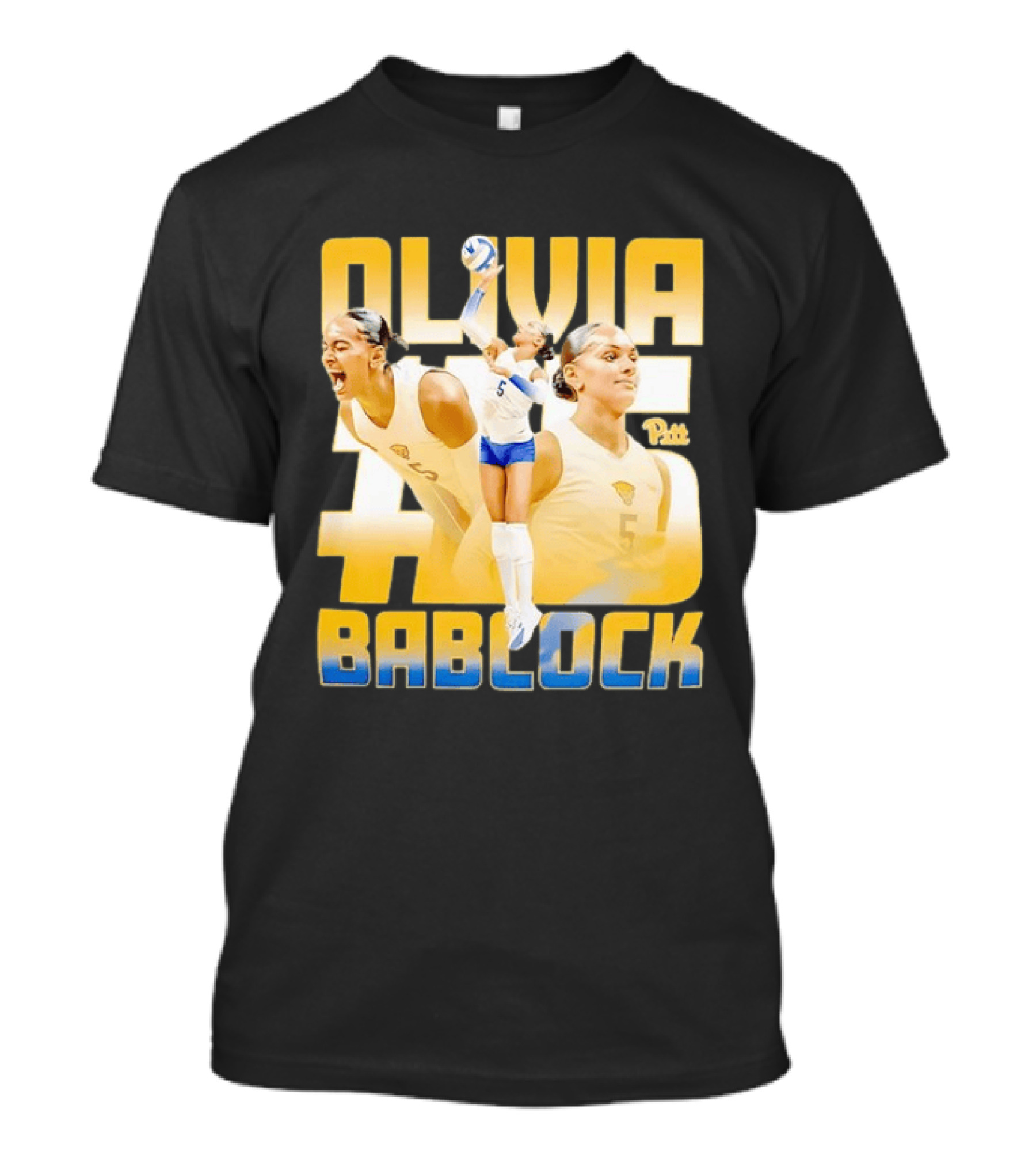 Olivia Bablock Pitt Panthers Volleyball Number 5 T-Shirt