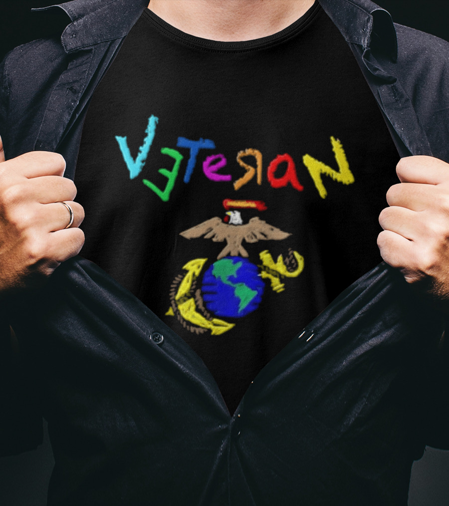 Veteran Eagle Globe And Anchor Colorful Military T-Shirt