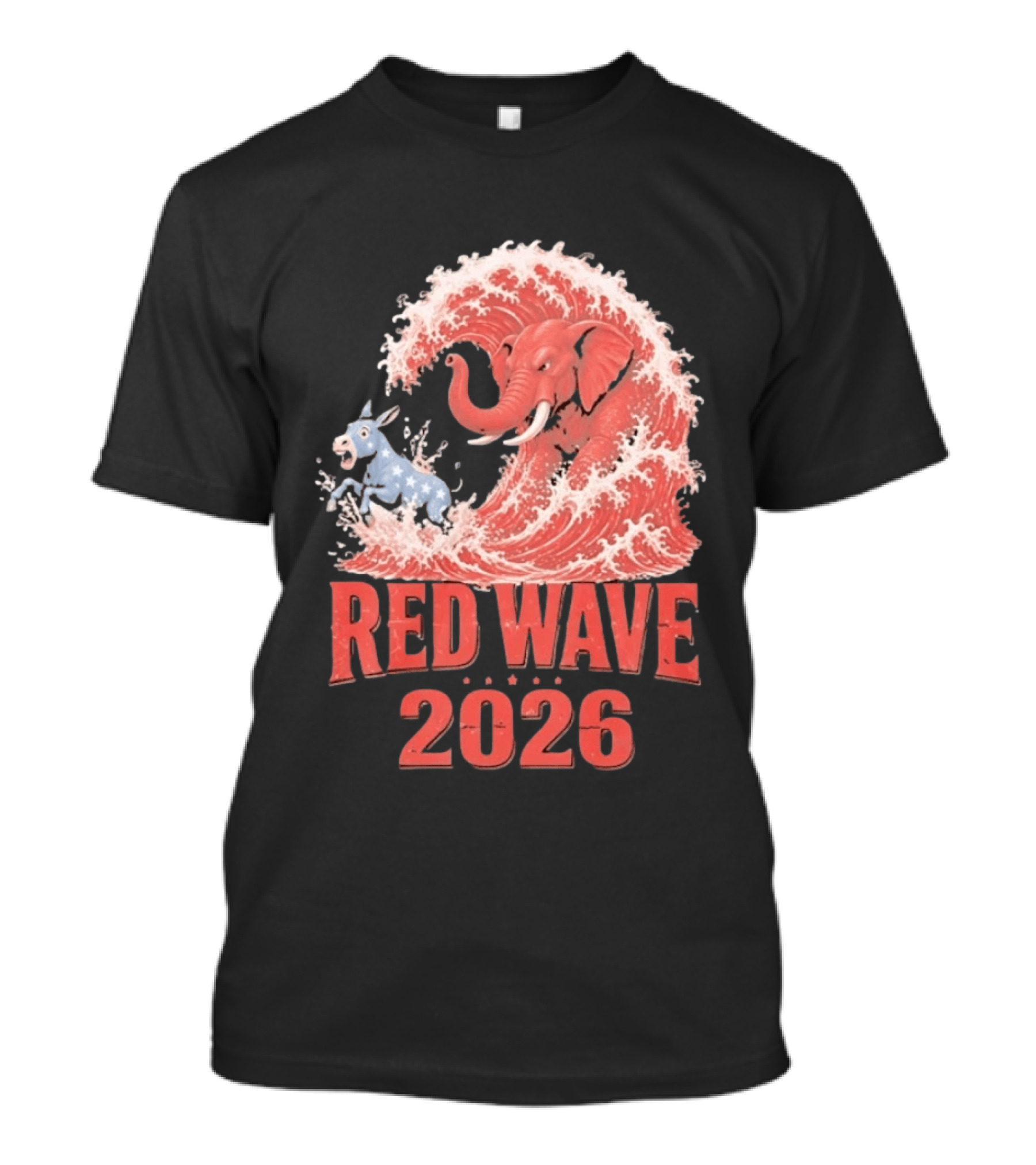 Red Wave 2026 Republican Elephant Vs Donkey Political T-Shirt