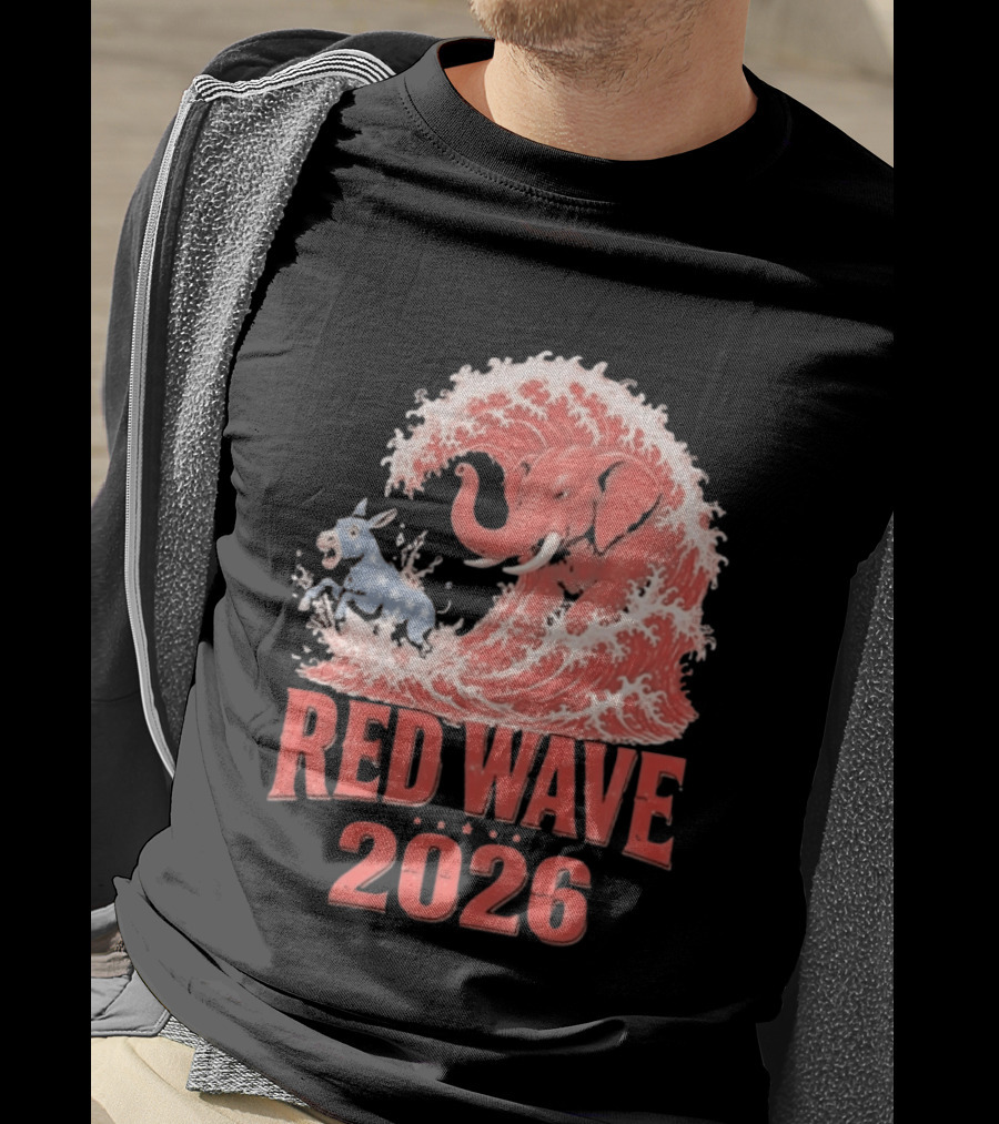 Red Wave 2026 Republican Elephant Vs Donkey Political T-Shirt