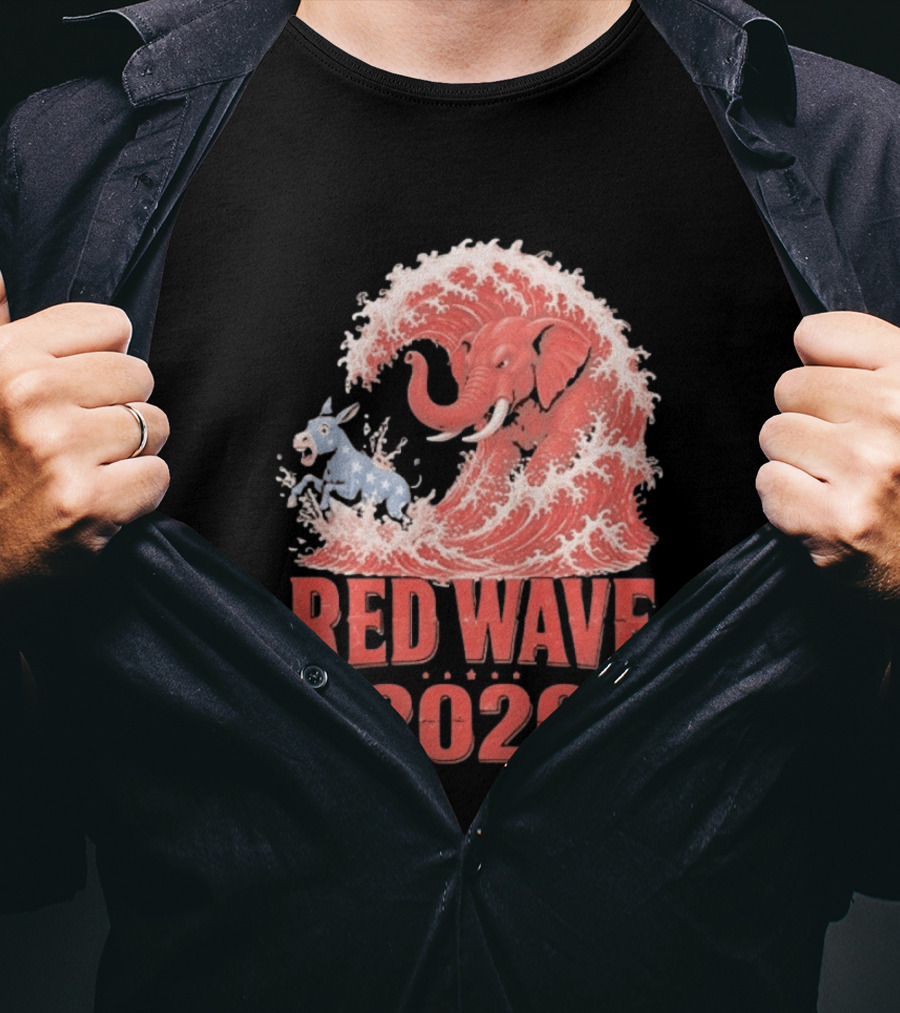 Red Wave 2026 Republican Elephant Vs Donkey Political T-Shirt