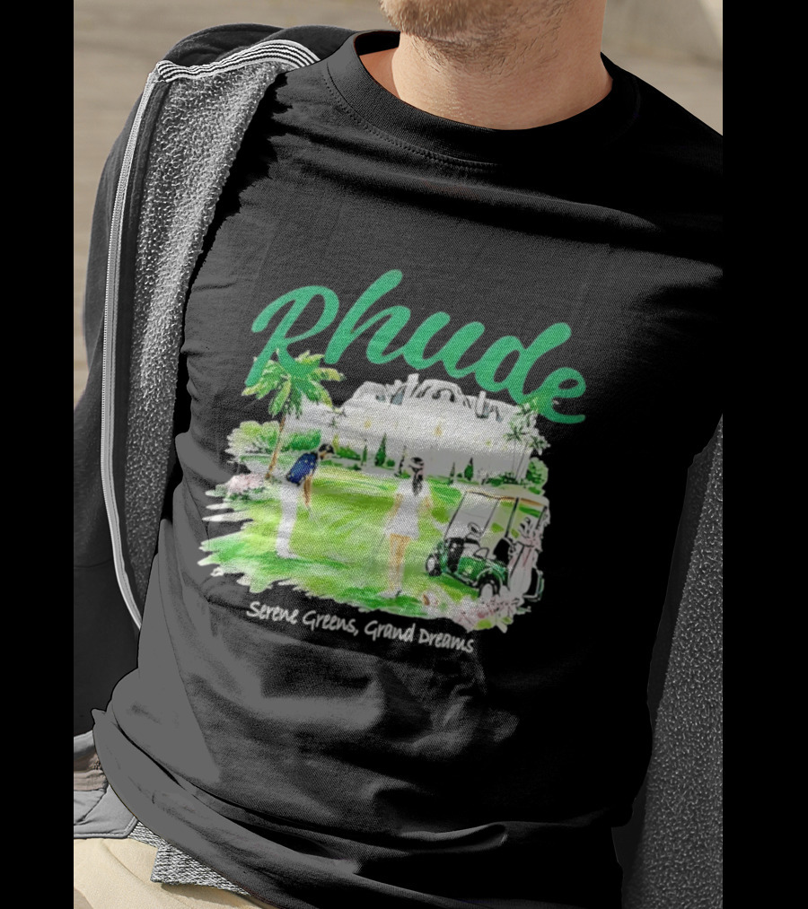 Rhude Serene Greens Grand Dreams Golf Scene Classic Polo Players And Golf Cart Mansion T-Shirt