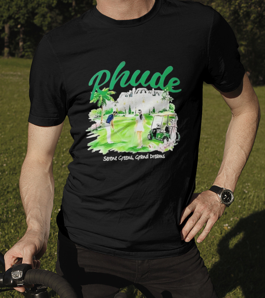 Rhude Serene Greens Grand Dreams Golf Scene Classic Polo Players And Golf Cart Mansion T-Shirt