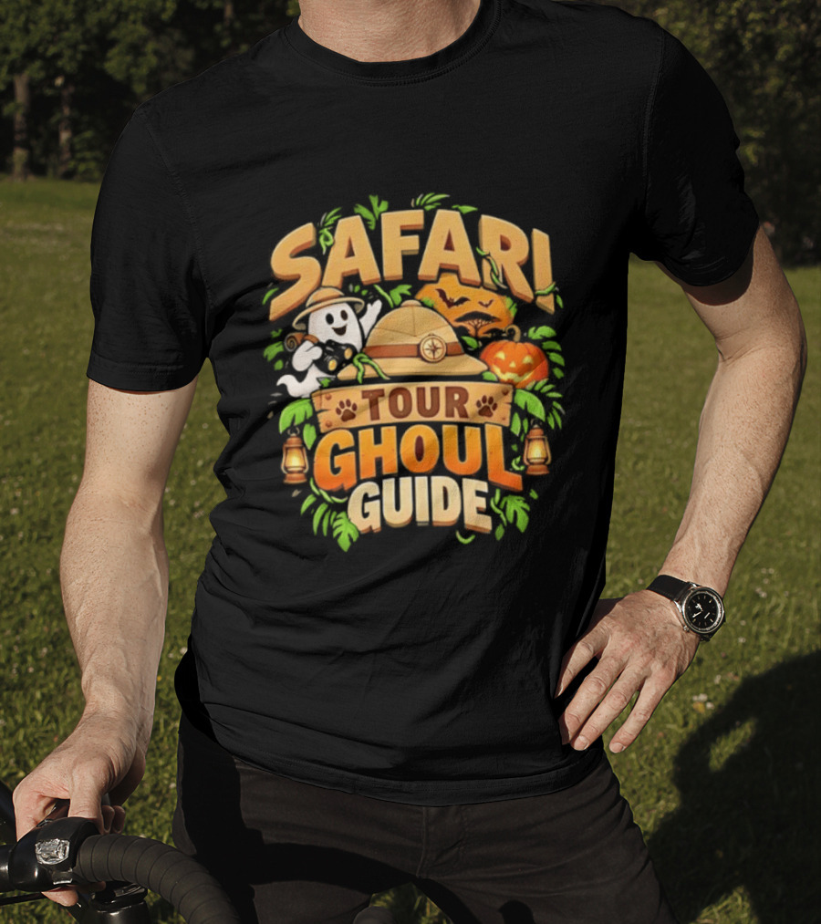 Safari Tour Ghoul Guide Halloween Ghost Pumpkin Adventure T-Shirt