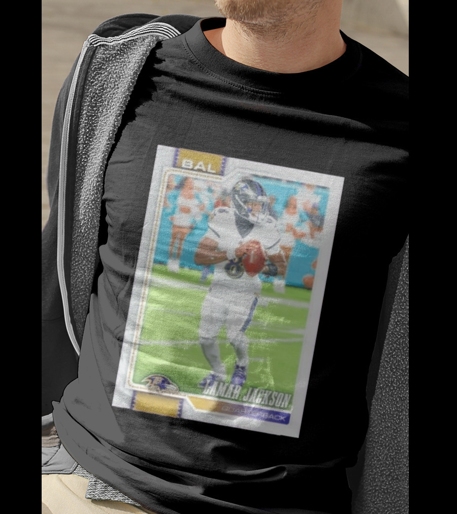 BAL Ravens Lamar Jackson No 8 Quarterback Football Card 2026 T-Shirt